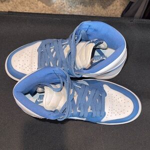 Nike White and Blue High-Top Sneakers